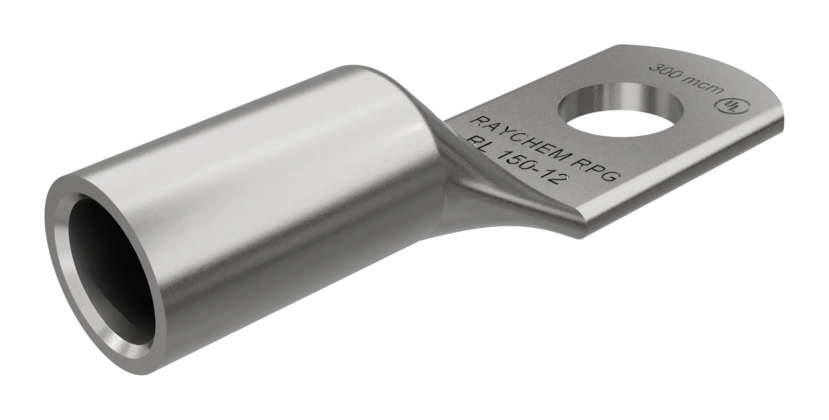Single-hole tubular lug with a round barrel and a flat palm