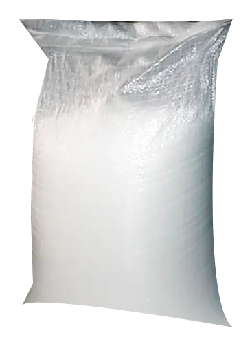 Sealed clear sack of white salt